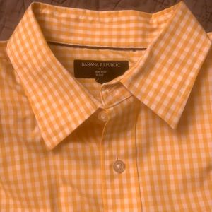 Banana Republic yellow gingham non iron button down